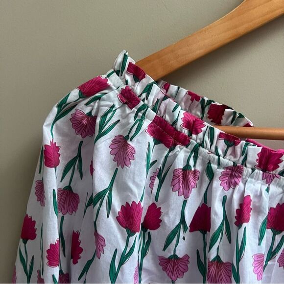 J Crew Floral Pink and Green Women's Top Sz M - Picture 3 of 6